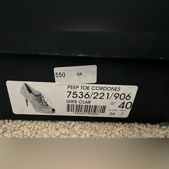 Massimo Dutti grey suede, lace up, peep-toe heels - Picture 2 of 8